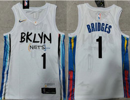 Nike Brooklyn Nets #1 Mikal Bridges White City Authentic Stitched NBA Jersey