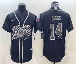 Nike Buffalo Bills #14 Stefon Diggs Black Reflective with logo Authentic Stitched baseball Jersey