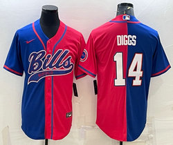 Nike Buffalo Bills #14 Stefon Diggs Red and Blue Joint adults Authentic Stitched baseball jersey