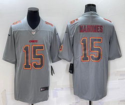 Nike Buffalo Bills #15 Patrick Mahomes Grey Atmosphere Fashion sleeves with patch Authentic Stitched NFL Jerseys