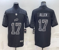Nike Buffalo Bills #17 Josh Allen Black Reflective Authentic Stitched NFL Jersey