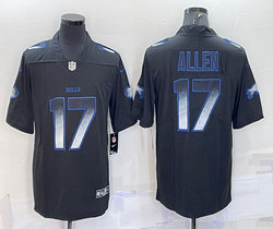 Nike Buffalo Bills #17 Josh Allen Black Smoke Fashion Fashion Fashion sleeves with patch Authentic Stitched NFL Jerseys