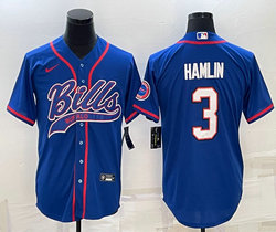 Nike Buffalo Bills #3 Damar Hamlin Blue Adults Authentic Stitched baseball jerseys