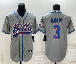 Nike Buffalo Bills #3 Damar Hamlin Gray Adults Authentic Stitched baseball jersey