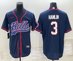 Nike Buffalo Bills #3 Damar Hamlin Navy Blue Adults Authentic Stitched baseball jersey