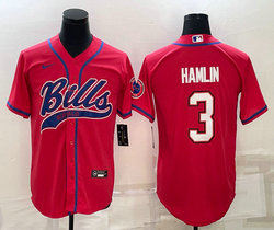 Nike Buffalo Bills #3 Damar Hamlin Red Adults Authentic Stitched baseball jerseys