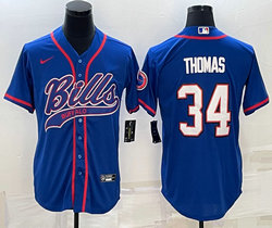 Nike Buffalo Bills #34 Thurman Thomas Blue Adults Authentic Stitched baseball jersey