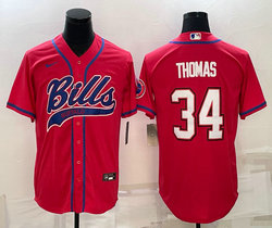 Nike Buffalo Bills #34 Thurman Thomas Red Adults Authentic Stitched baseball jersey