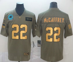 Nike Carolina Panthers #22 Christian McCaffrey 2019 Olive Gold Salute to Service Authentic Stitched NFL jersey