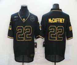Nike Carolina Panthers #22 Christian McCaffrey 2020 Black Gold Salute to Service Authentic Stitched NFL Jerseys