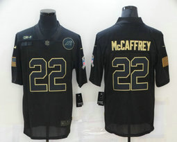 Nike Carolina Panthers #22 Christian McCaffrey 2020 Black Salute to Service Authentic Stitched NFL Jersey