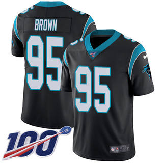 Nike Carolina Panthers #95 Derrick Brown 100th Season Black Vapor Untouchable Authentic Stitched NFL Jerseys