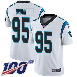 Nike Carolina Panthers #95 Derrick Brown 100th Season White Vapor Untouchable Authentic Stitched NFL Jerseys