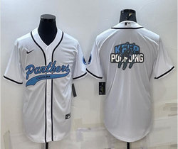 Nike Carolina Panthers White With Patch Joint Adults Big Logo Authentic Stitched baseball jersey