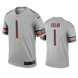 Nike Chicago Bears #1 Justin Fields Grey Inverted Legend Vapor Untouchable Authentic Stitched NFL jersey