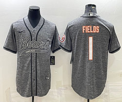 Nike Chicago Bears #1 Justin Fields Hemp grey Joint Authentic Stitched baseball jersey