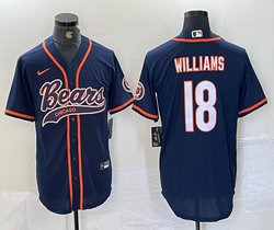 Nike Chicago Bears #18 Caleb Williams Navy Blue Joint adults Authentic Stitched baseball jersey