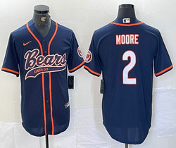 Nike Chicago Bears #2 D.J. Moore Navy Blue Joint adults Authentic Stitched baseball jersey