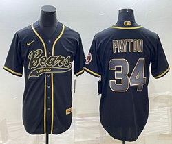 Nike Chicago Bears #34 Walter Payton Black Gold Joint Authentic Stitched baseball jersey