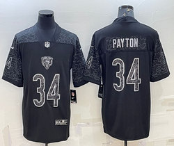 Nike Chicago Bears #34 Walter Payton Black Reflective Authentic Stitched NFL Jersey