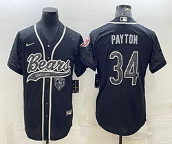 Nike Chicago Bears #34 Walter Payton Black Reflective with logo Authentic Stitched baseball Jersey