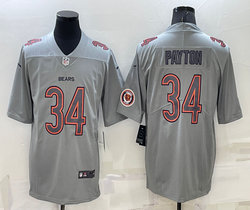 Nike Chicago Bears #34 Walter Payton Grey Atmosphere Fashion sleeves with patch Authentic Stitched NFL Jersey