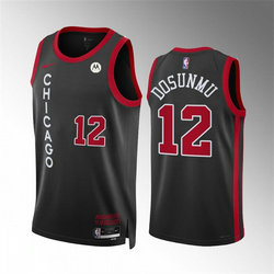 Nike Chicago Bulls #12 Ayo Dosunmu Black 2024 Black City With Advertising Stitched NBA Jersey