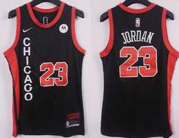 Nike Chicago Bulls #23 Michael Jordan Black 2024 Black City With Advertising Stitched NBA Jersey
