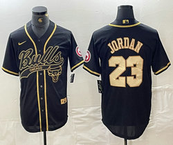 Nike Chicago Bulls #23 Michael Jordan Black Gold Gold Name Joint Authentic Stitched baseball jersey