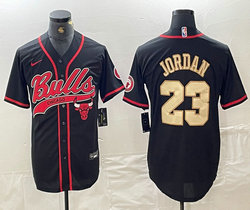Nike Chicago Bulls #23 Michael Jordan Black Gold Name Joint Authentic Stitched baseball jersey