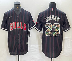 Nike Chicago Bulls #23 Michael Jordan Black Stripe Camo Number Joint Authentic Stitched baseball jersey