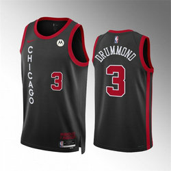 Nike Chicago Bulls #3 Andre Drummond Black 2024 Black City With Advertising Stitched NBA Jersey