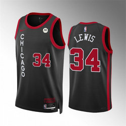 Nike Chicago Bulls #34 Justin Lewis Black 2024 Black City With Advertising Stitched NBA Jersey