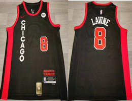 Nike Chicago Bulls #8 Zach LaVine Black 2024 Black City With Advertising Stitched NBA Jersey
