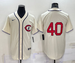 Nike Chicago Cubs #40 Willson Contreras Cream Throwback Authentic Stitched MLB Jersey