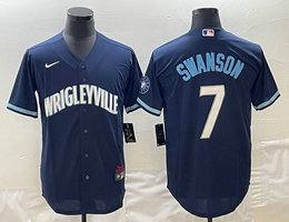 Nike Chicago Cubs #7 Dansby Swanson Navy City Authentic Stitched MLB jersey