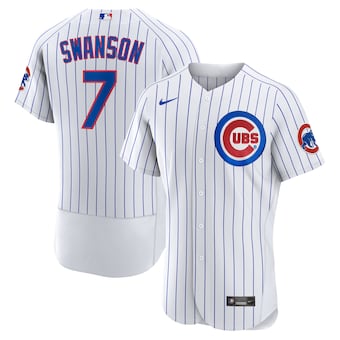 Nike Chicago Cubs #7 Dansby Swanson White Flexbase Authentic Stitched MLB Jersey