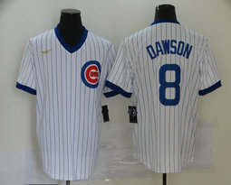 Nike Chicago Cubs #8 Andre Dawson White New Pullover Throwback Authentic stitched MLB jersey