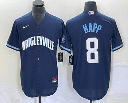 Nike Chicago Cubs #8 Happ Navy Navy City Game Authentic Stitched MLB jersey
