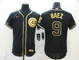 Nike Chicago Cubs #9 Javier Baez Throwback Gold Number Flexbase Authentic Stitched MLB Jersey