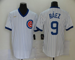 Nike Chicago Cubs #9 Javier Baez White New Pullover Throwback Authentic stitched MLB jersey