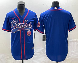 Nike Chicago Cubs Blank Blue Joint Team Logo in front Stitched MLB Jersey