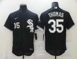 Nike Chicago White Sox #35 Frank Thomas Black #35 in front Flexbase Authentic Stitched MLB Jersey