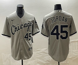 Nike Chicago White Sox #45 Michael Jordan Gray #45 on front Game Authentic Stitched MLB Jersey