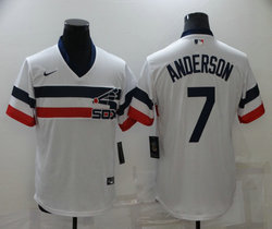 Nike Chicago White Sox #7 Tim Anderson White Pullover Throwback Game Authentic Stitched MLB Jersey