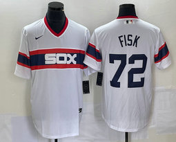 Nike Chicago White Sox #72 Carlton Fisk White Pullover Throwback Game Authentic Stitched MLB Jersey