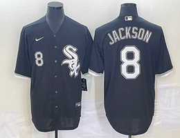 Nike Chicago White Sox #8 Bo Jackson #8 front Black Game Authentic Stitched MLB Jersey