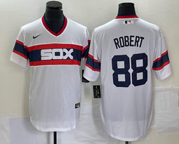 Nike Chicago White Sox #88 Luis Robert White Pullover Throwback Game Authentic Stitched MLB Jersey