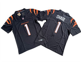 Nike Cincinnati Bengals #1 Ja'Marr Chase Black 2023 F.U.S.E Authentic Stitched NFL Jersey