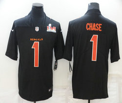 Nike Cincinnati Bengals #1 Ja'Marr Chase Black Orange Number 2022 Super Bowl LVI Authentic Stitched NFL Jersey